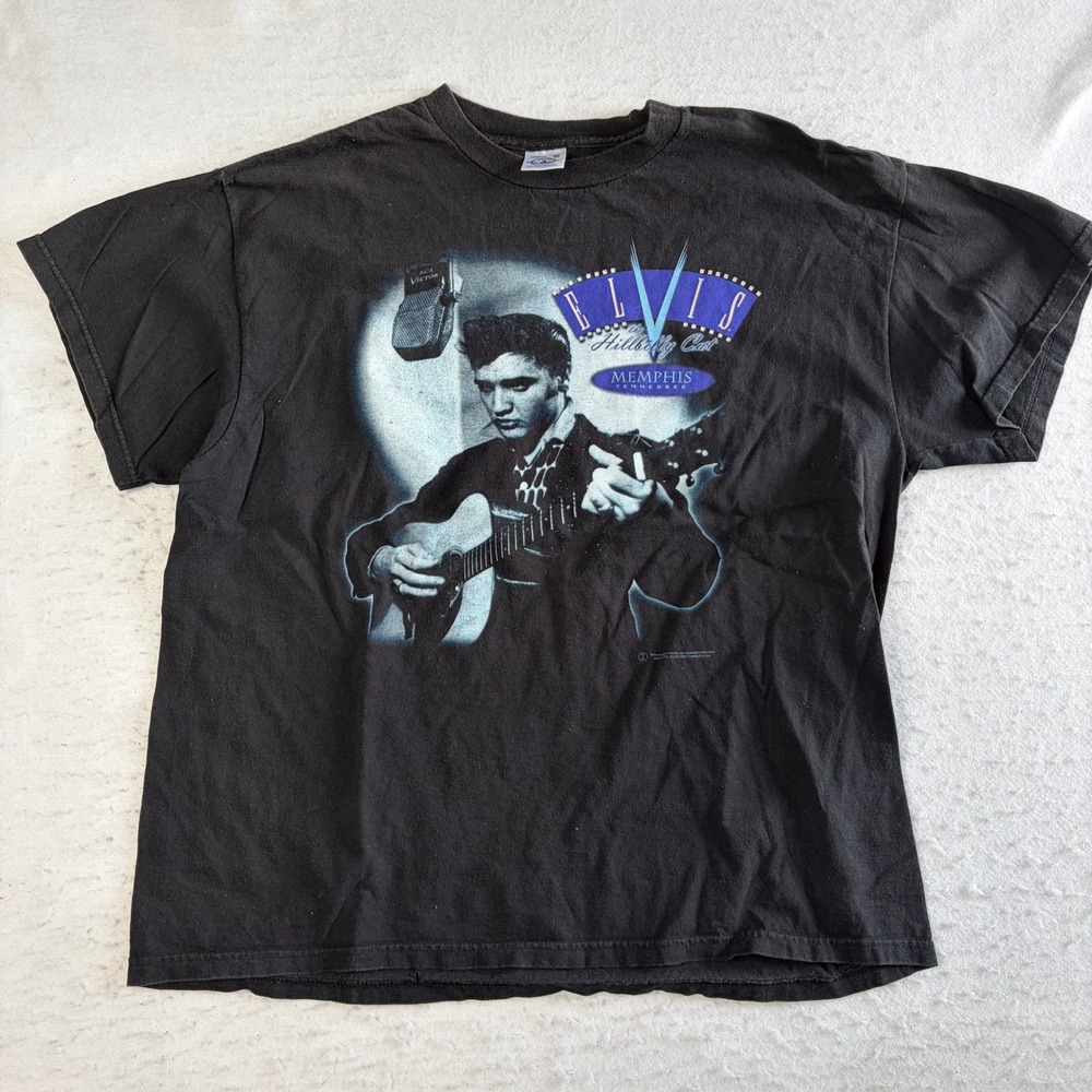 Delta Pro Weight Elvis Presley Memphis Tennessee T-Shirt Mens XL Black Vintage